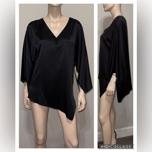 Elie Tahari Black embellished Asymmetrical Top M